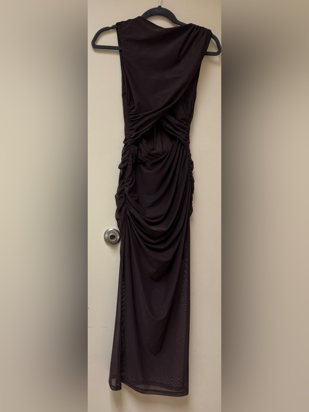 Misha One-Shoulder Ruched Cutout Dress - Dark Brown💥